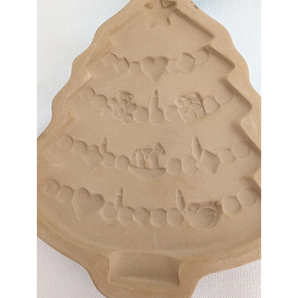 Brown Bag Cookie Art 1986 Christmas Tree Cookie Mold Stoneware w Recipe Book
